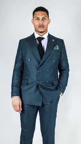 Men's Classic Olive Double Breasted 2-Piece Suit