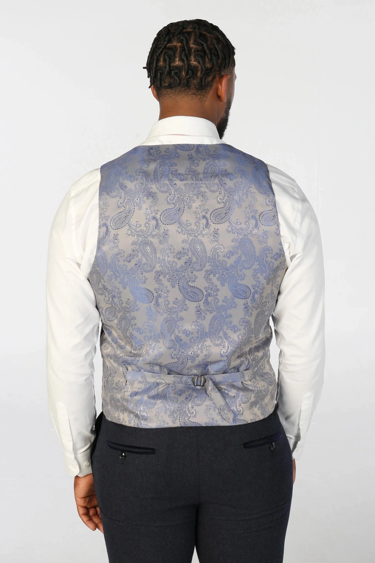 Men's Navy Blue Wool Blend Tweed Formal Suit