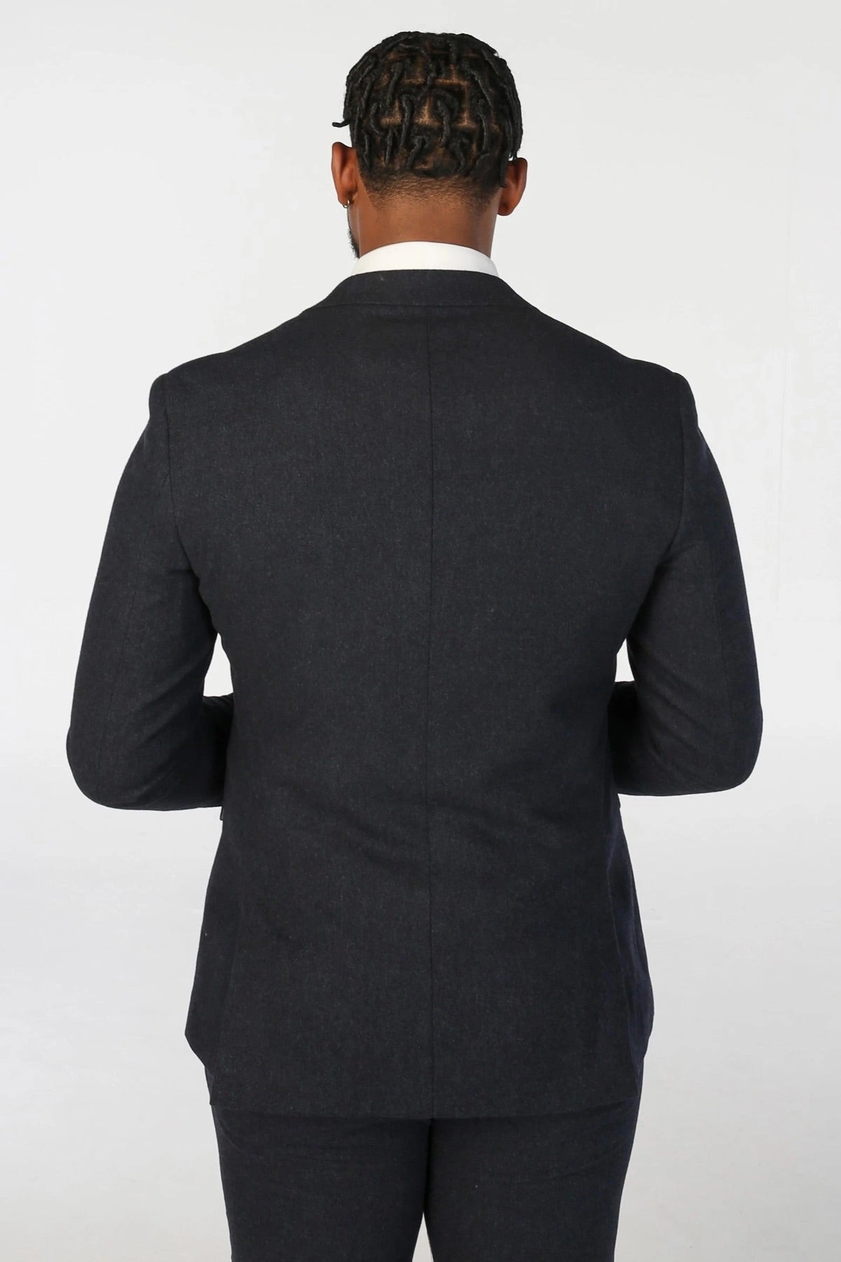 Men's Navy Blue Wool Blend Tweed Formal Suit