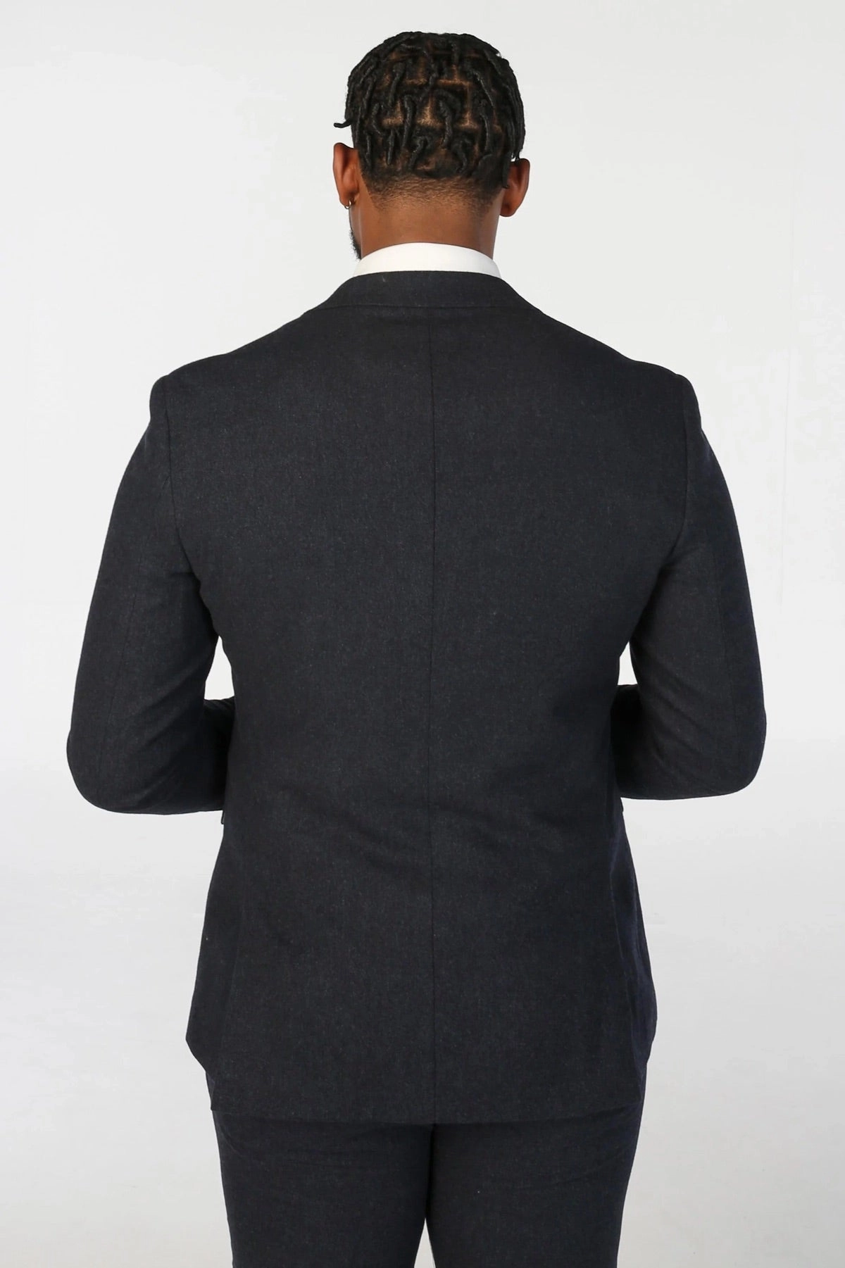 Men's Navy Blue Wool Blend Tweed Formal Suit