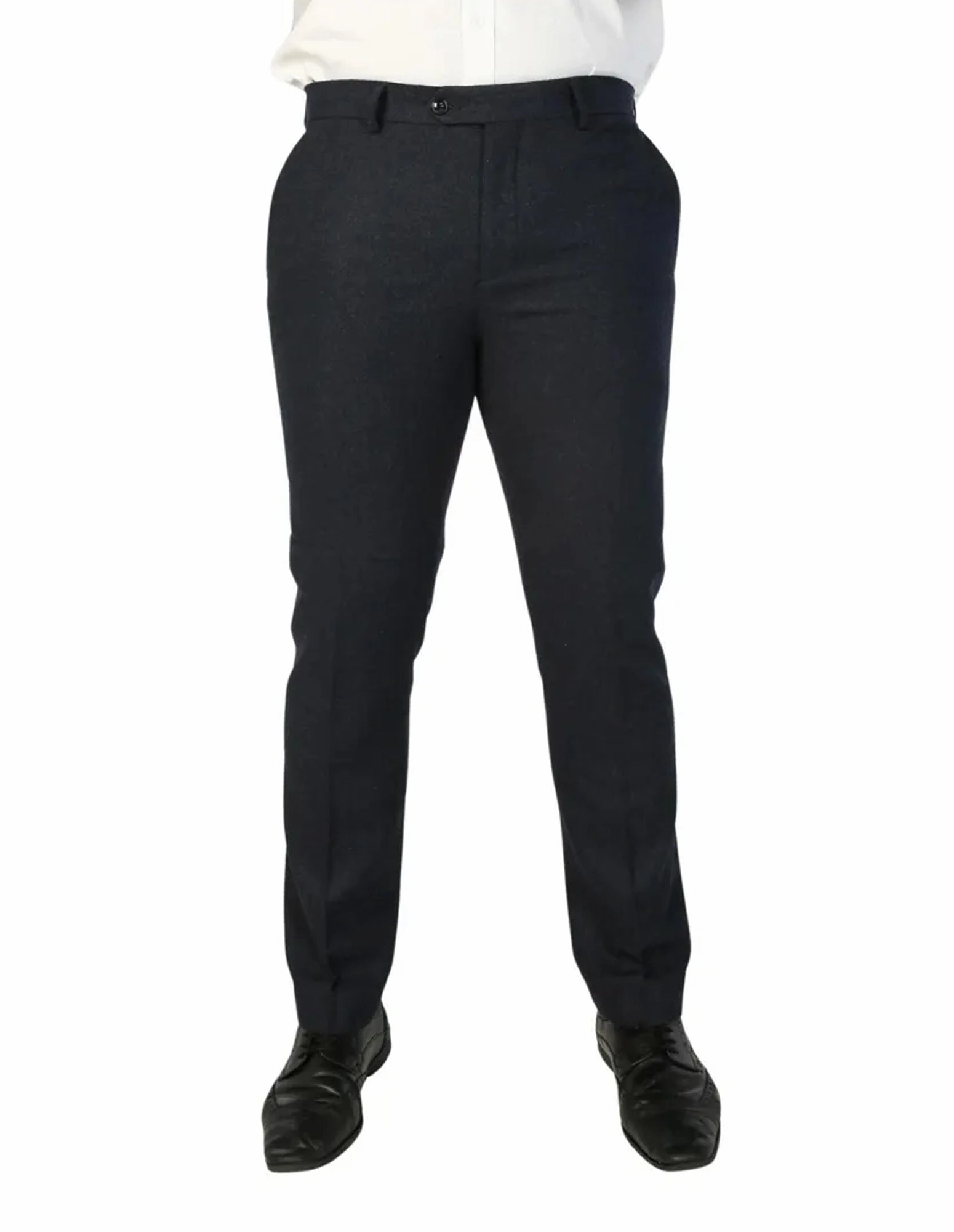 Men's Navy Blue Wool Blend Tweed Formal Suit