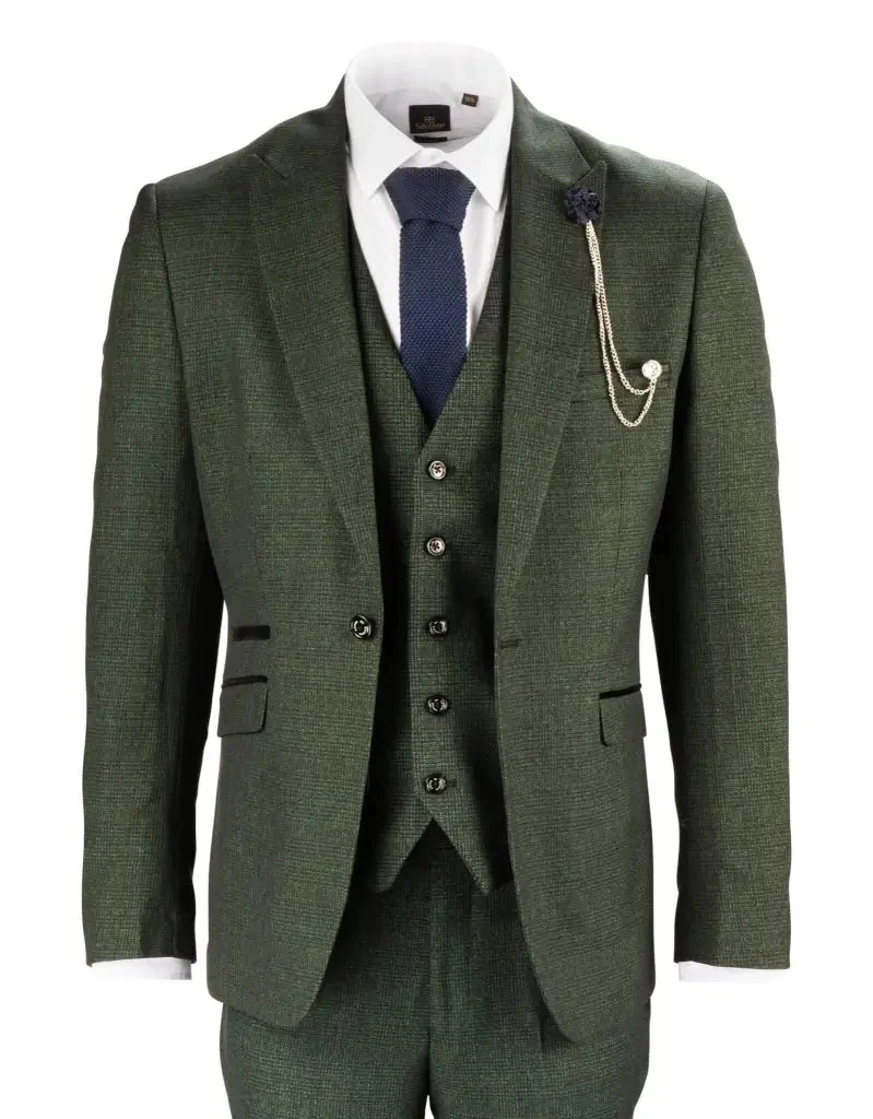 Men's Suit Olive Green - Cavani Caridi