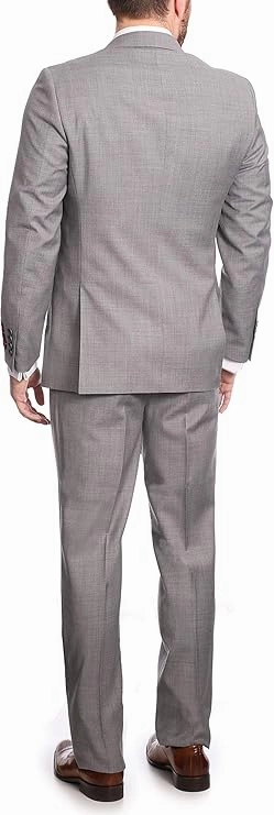 Mens Big & Tall Classic Fit Light Gray Two Button 100% Wool Suit
