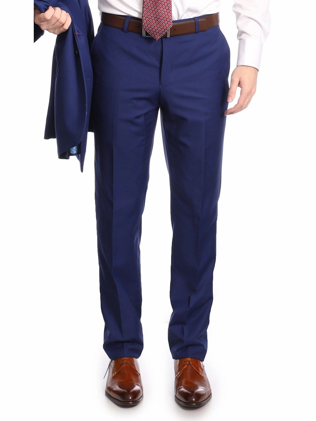 Mens Big & Tall Classic Fit Two Button 100% Wool Wrinkle Resistant Suit - Royal Blue