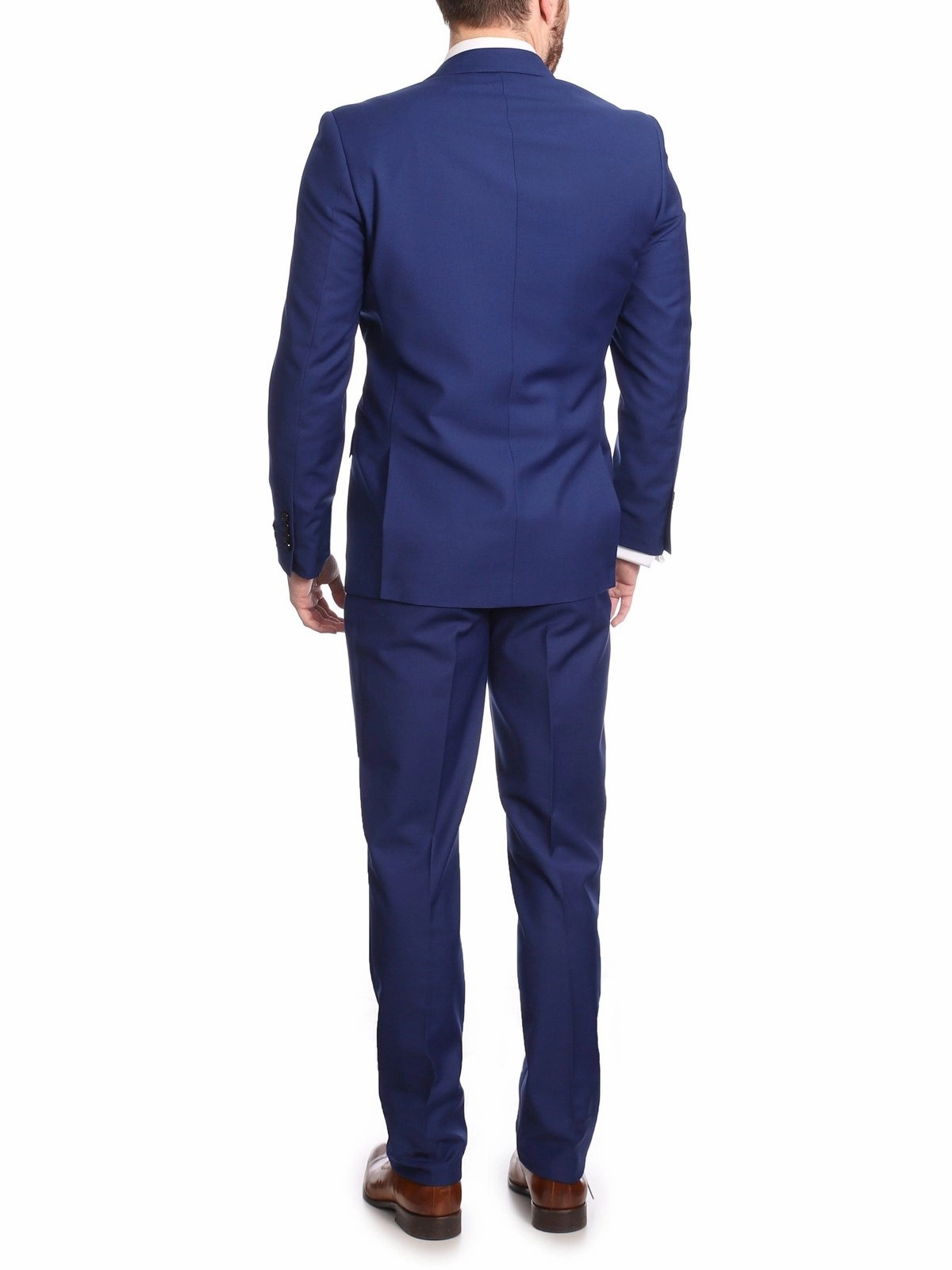 Mens Big & Tall Classic Fit Two Button 100% Wool Wrinkle Resistant Suit - Royal Blue