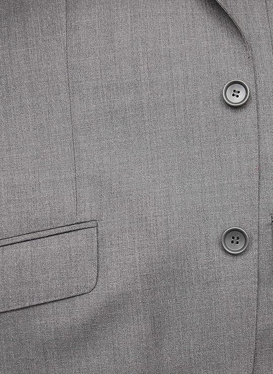Mens Classic Fit Two Button 100% Wool Wrinkle Resistant Suit - Medium Grey
