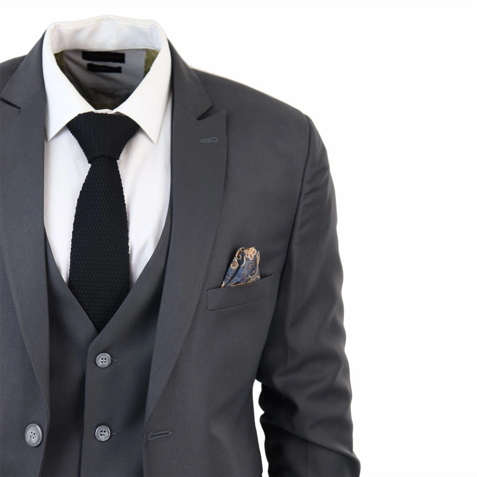 Mens IM1 Classic Plain Charcoal 3 Piece Suit