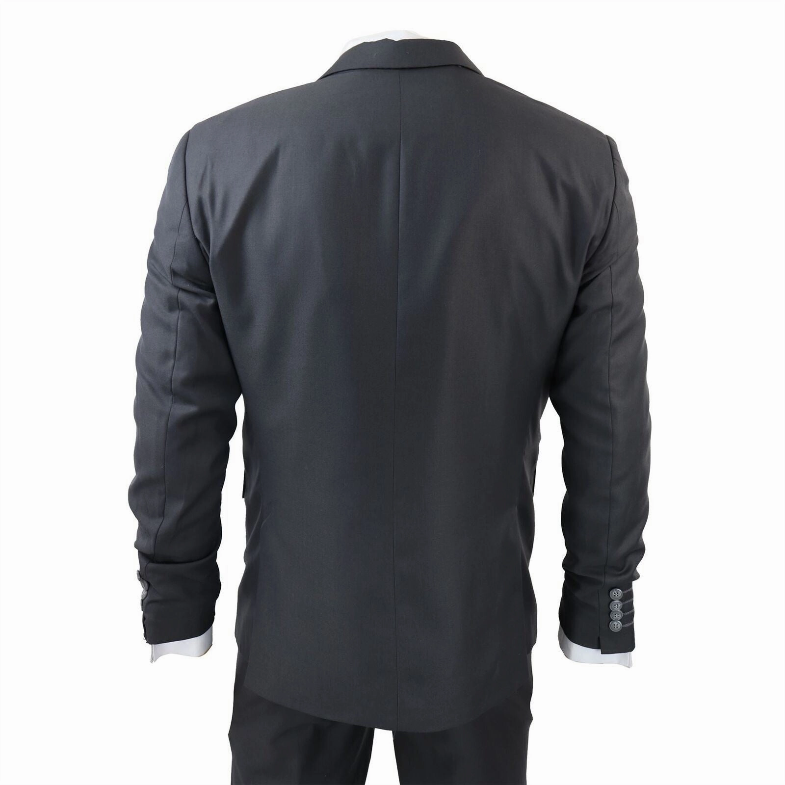 Mens IM1 Classic Plain Charcoal 3 Piece Suit