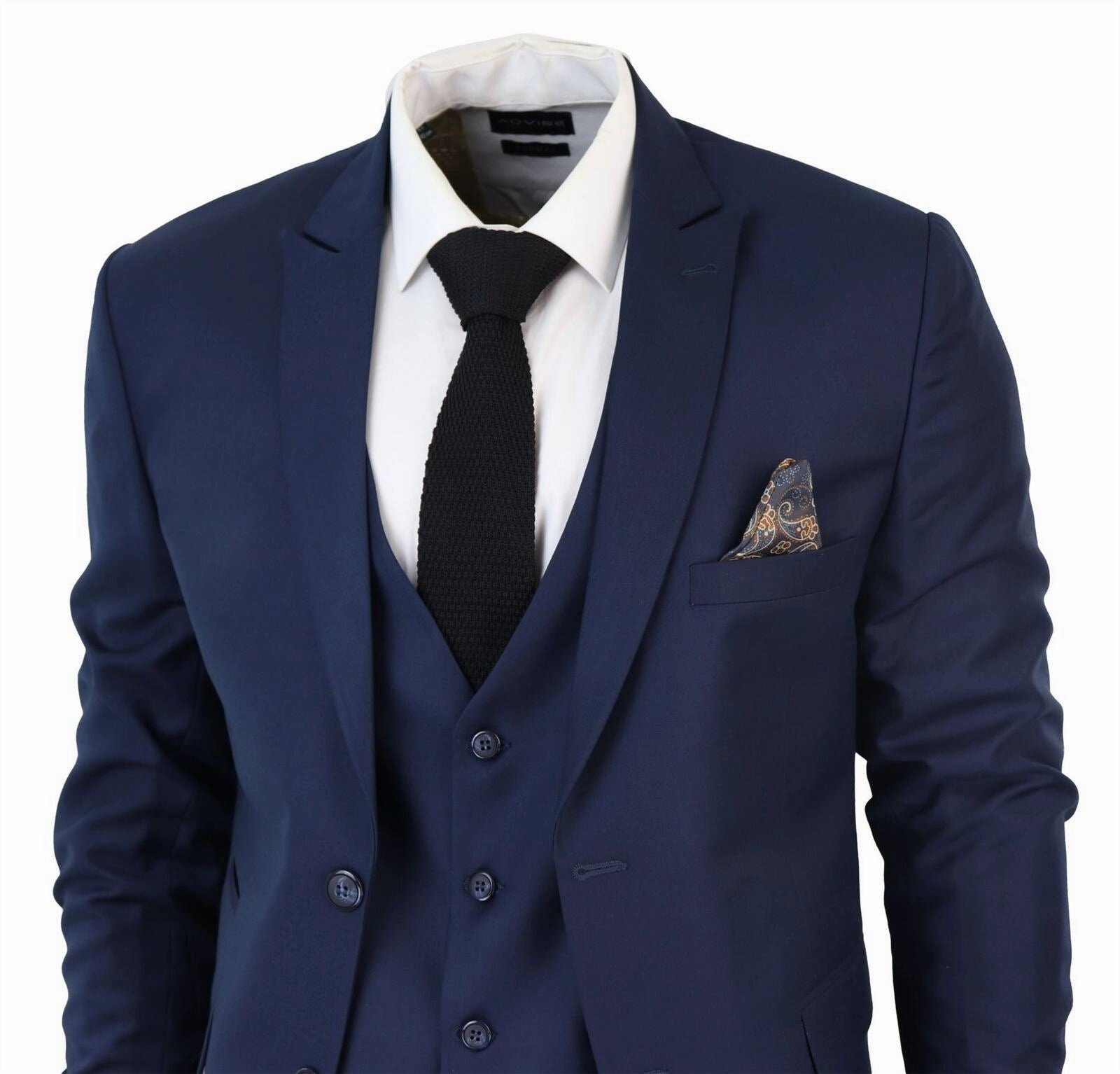 Mens IM1 Classic Plain Navy 3 Piece Suit