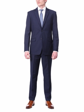 Mens Raphael Slim Fit Wool-touch Solid Blue 2 Button 2 Piece Suit Jacket & Pants
