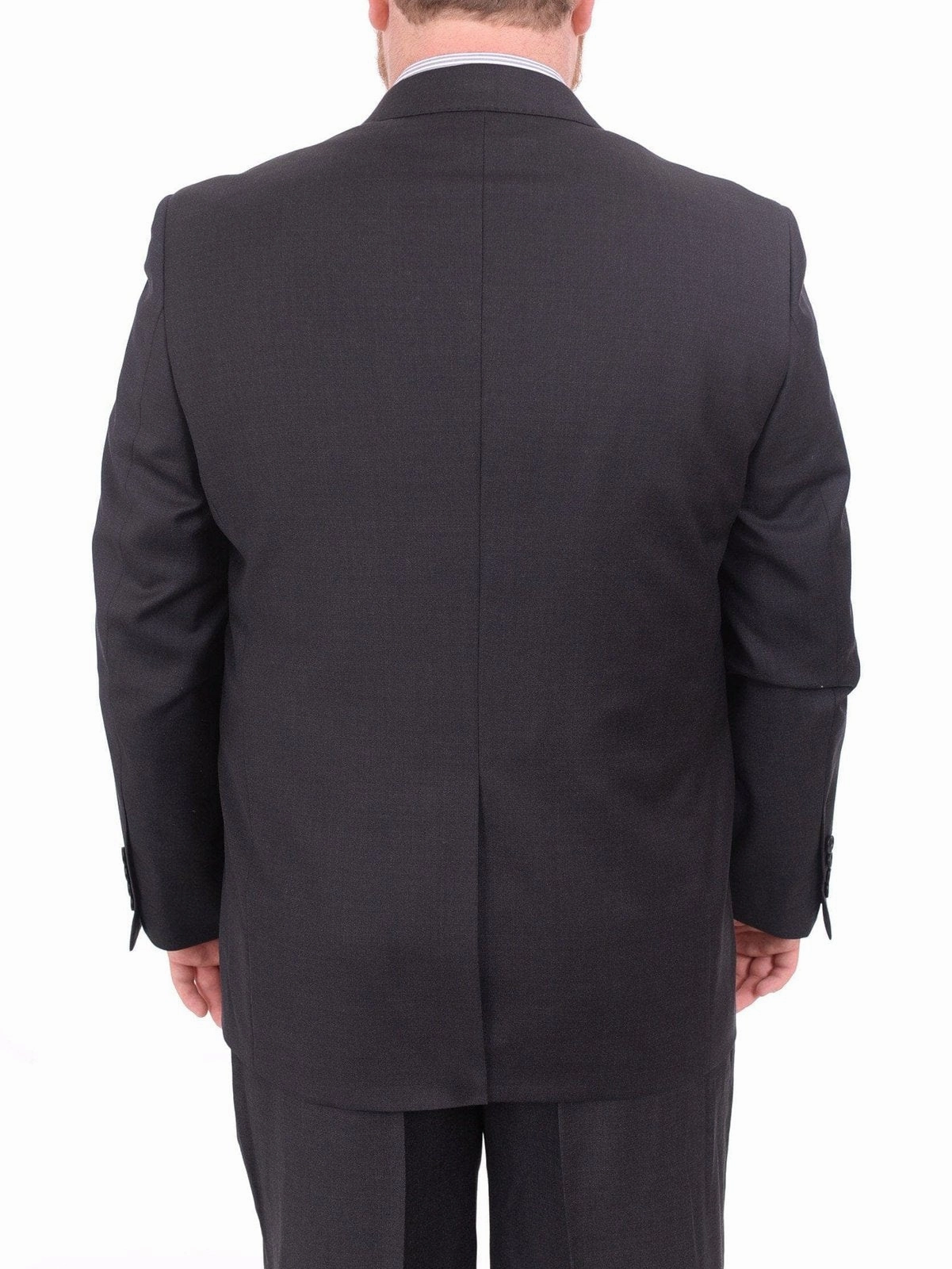 Mens Sartoria Mazara Big & Tall Portly Fit Solid Charcoal Gray Two Button Wool Suit