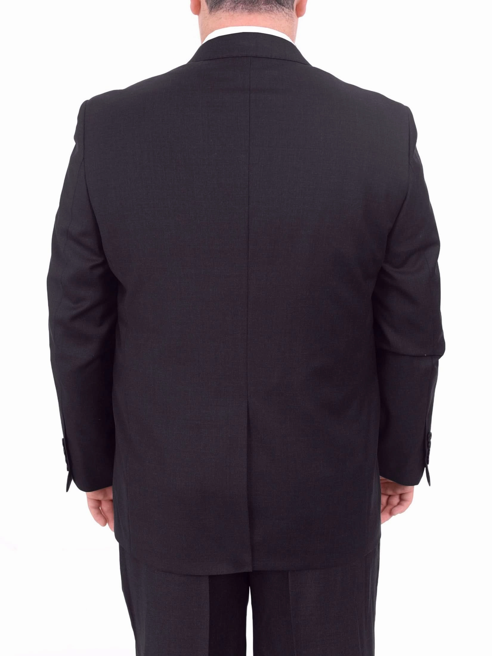 Mens Sartoria Mazara Big & Tall Portly Fit Solid Charcoal Gray Two Button Wool Suit