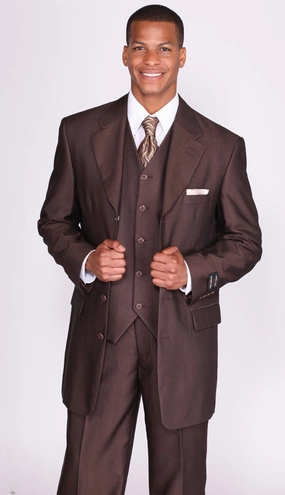 Milano Moda 2913V-BR Mens Suit