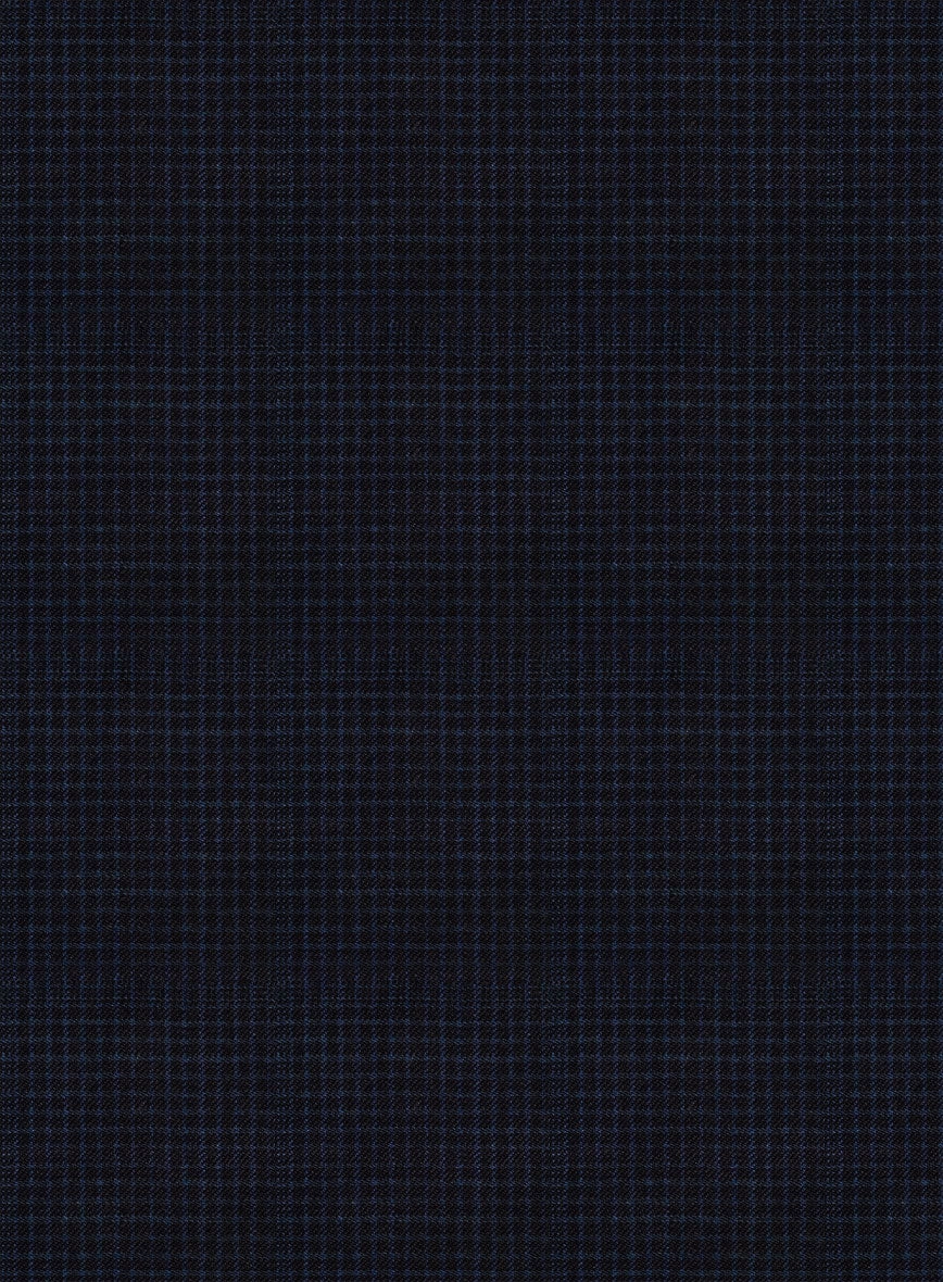 Napolean Alda Gingham Dark Blue Wool Suit
