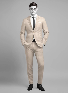 Napolean Como Bar Beige Wool Suit
