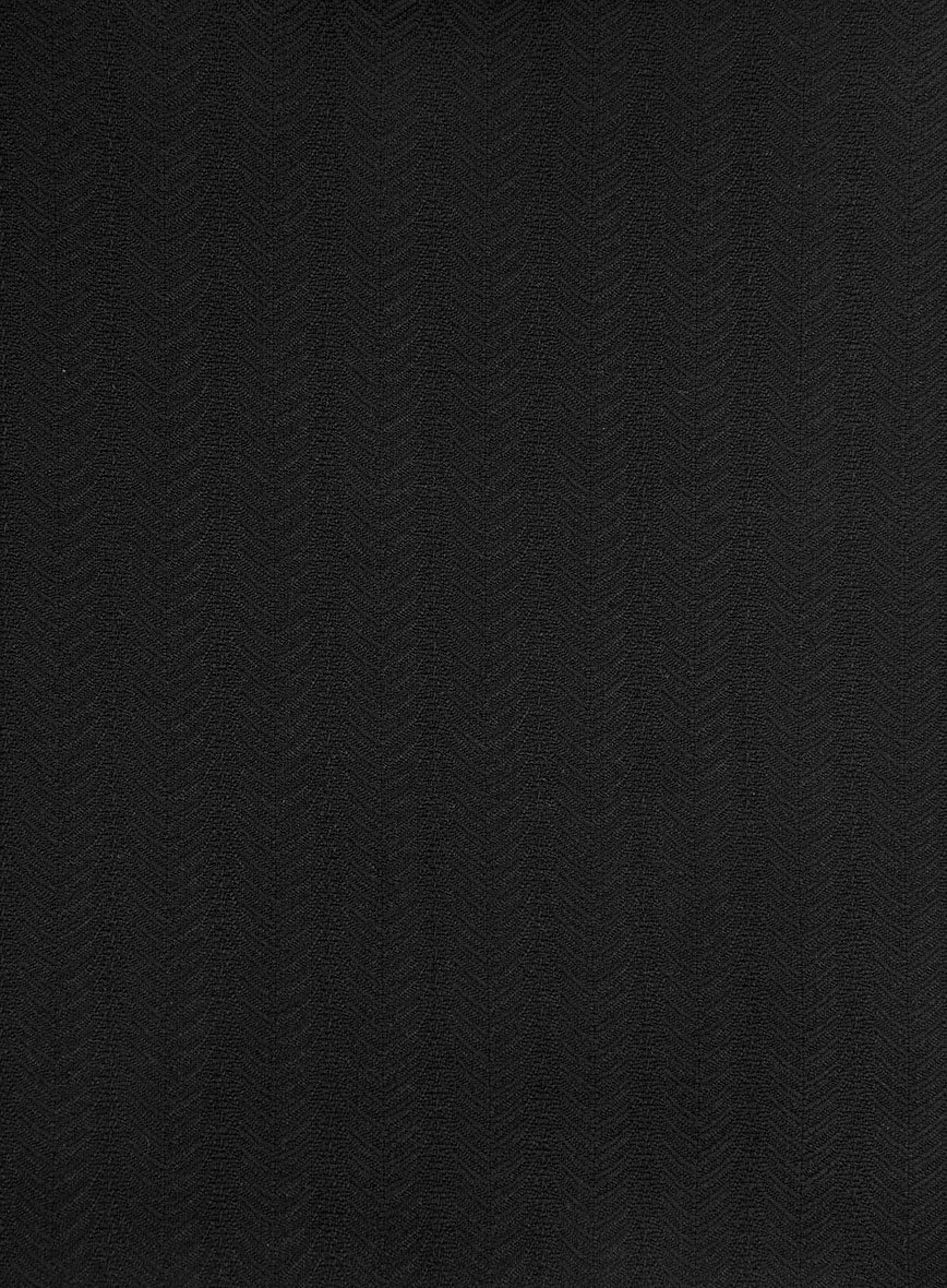 Napolean Curve Black Herringbone Wool Suit
