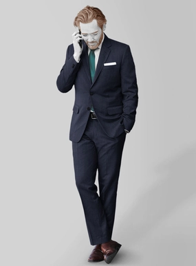 Napolean Dark Blue Glen Suit