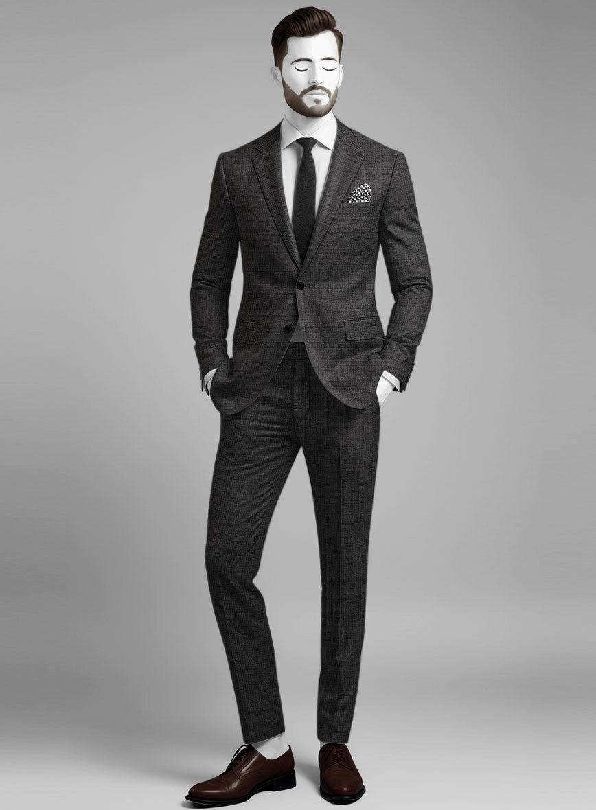 Napolean Esso Tartan Charcoal Wool Suit