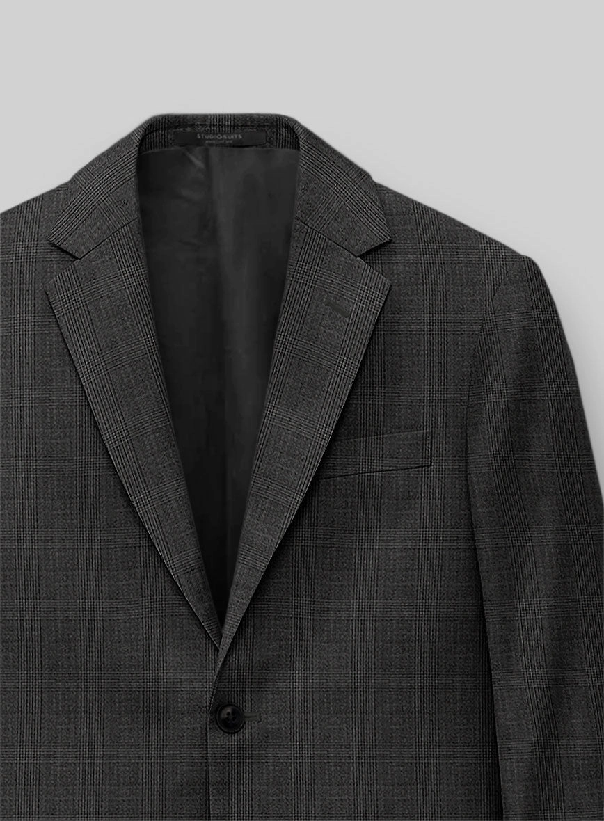 Napolean Esso Tartan Charcoal Wool Suit