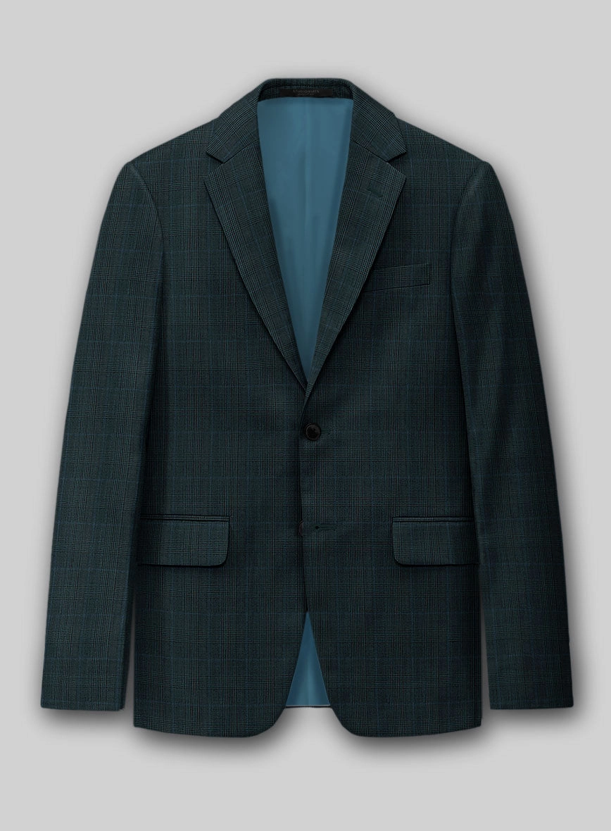 Napolean Esso Tartan Teal Blue Wool Suit