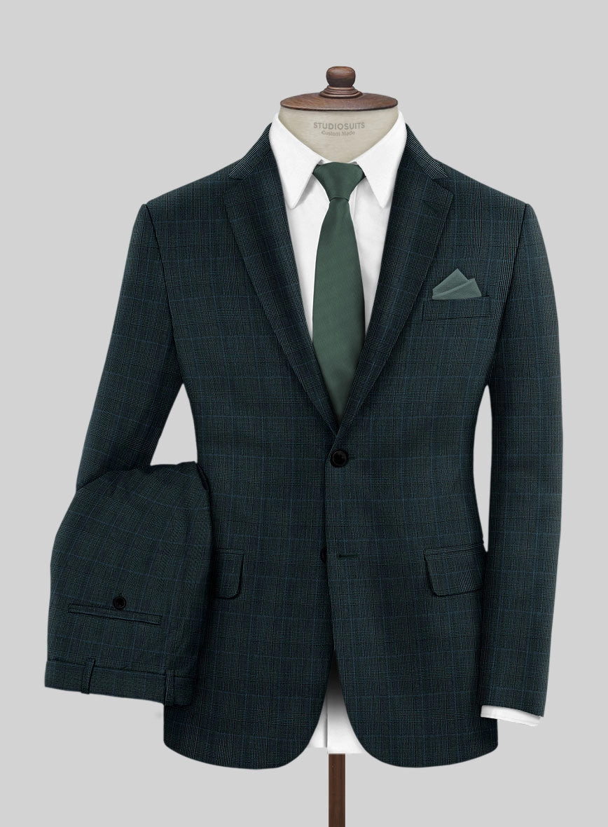 Napolean Esso Tartan Teal Blue Wool Suit