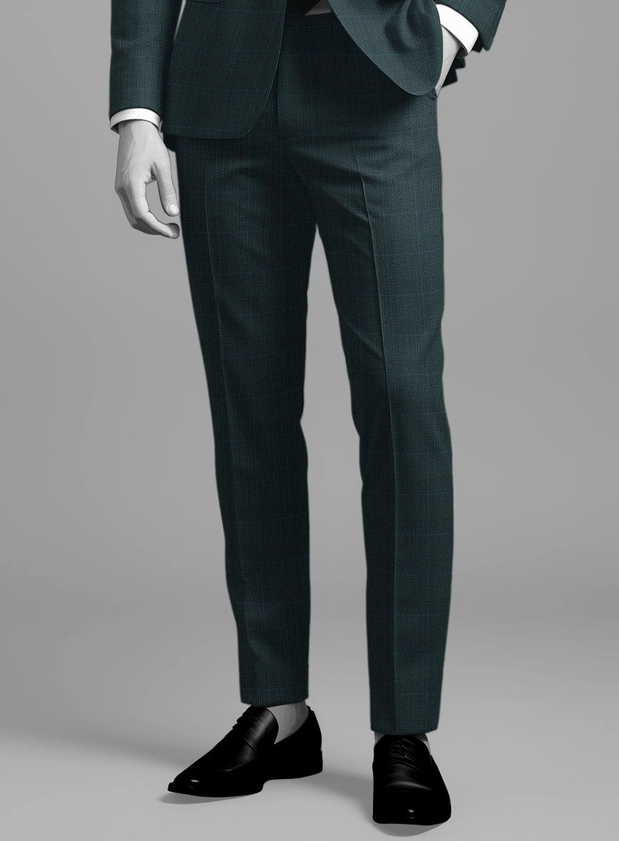Napolean Esso Tartan Teal Blue Wool Suit