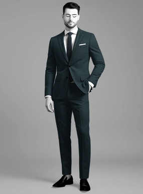 Napolean Esso Tartan Teal Blue Wool Suit