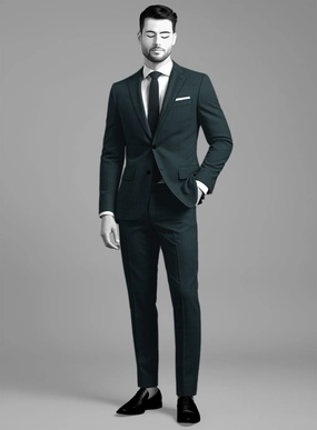 Napolean Esso Tartan Teal Blue Wool Suit