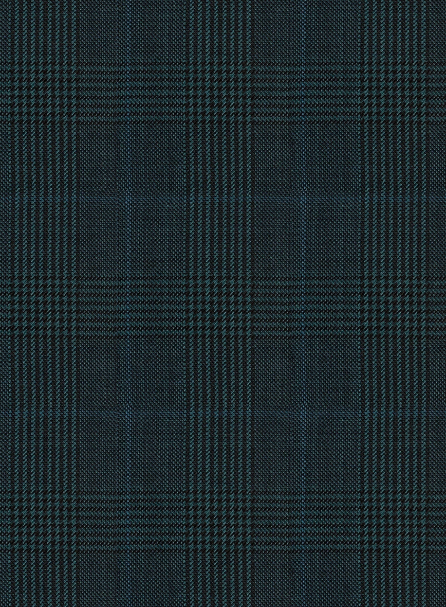 Napolean Esso Tartan Teal Blue Wool Suit