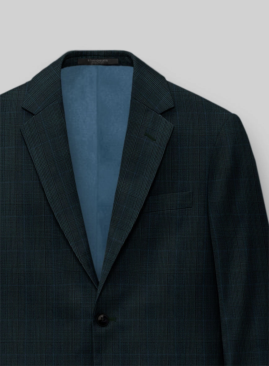 Napolean Esso Tartan Teal Blue Wool Suit