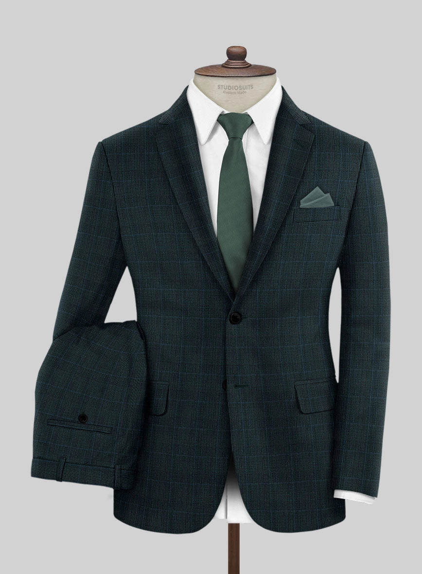 Napolean Esso Tartan Teal Blue Wool Suit