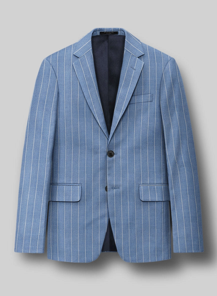 Napolean Gavino Stripe Light Blue Wool Suit