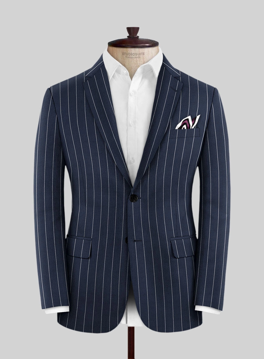 Napolean Ikel Stripe Space Blue Wool Suit