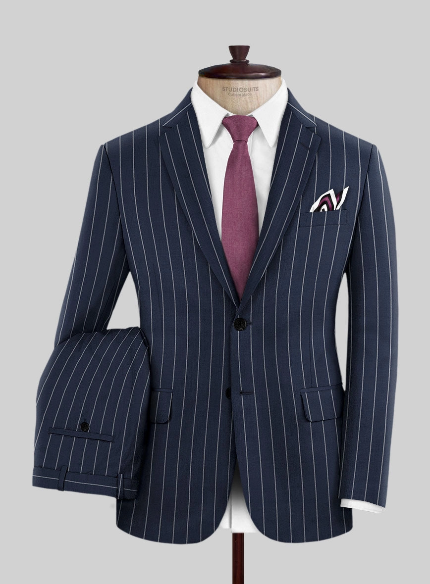 Napolean Ikel Stripe Space Blue Wool Suit