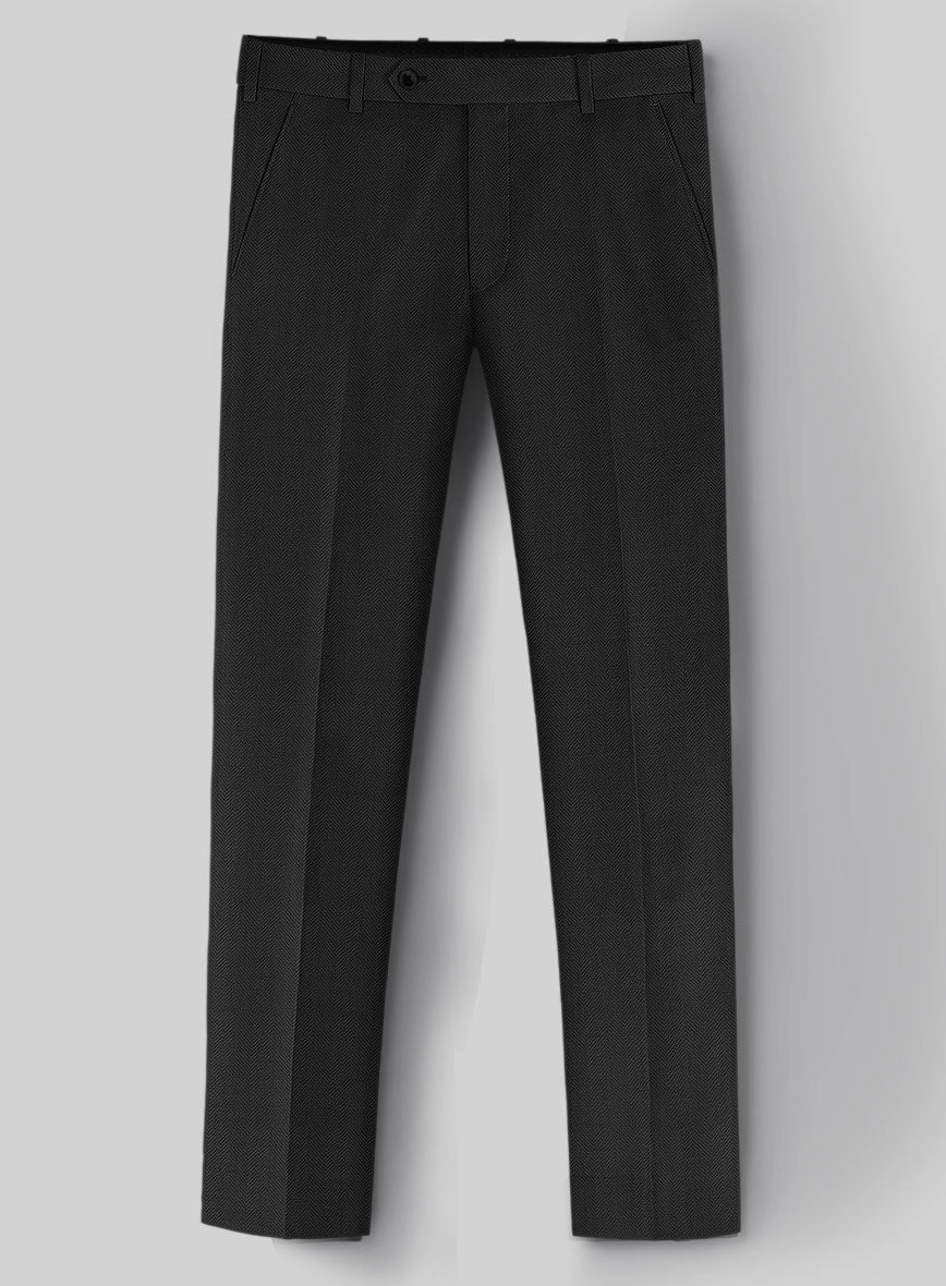 Napolean Imperial Black Herringbone Wool Suit
