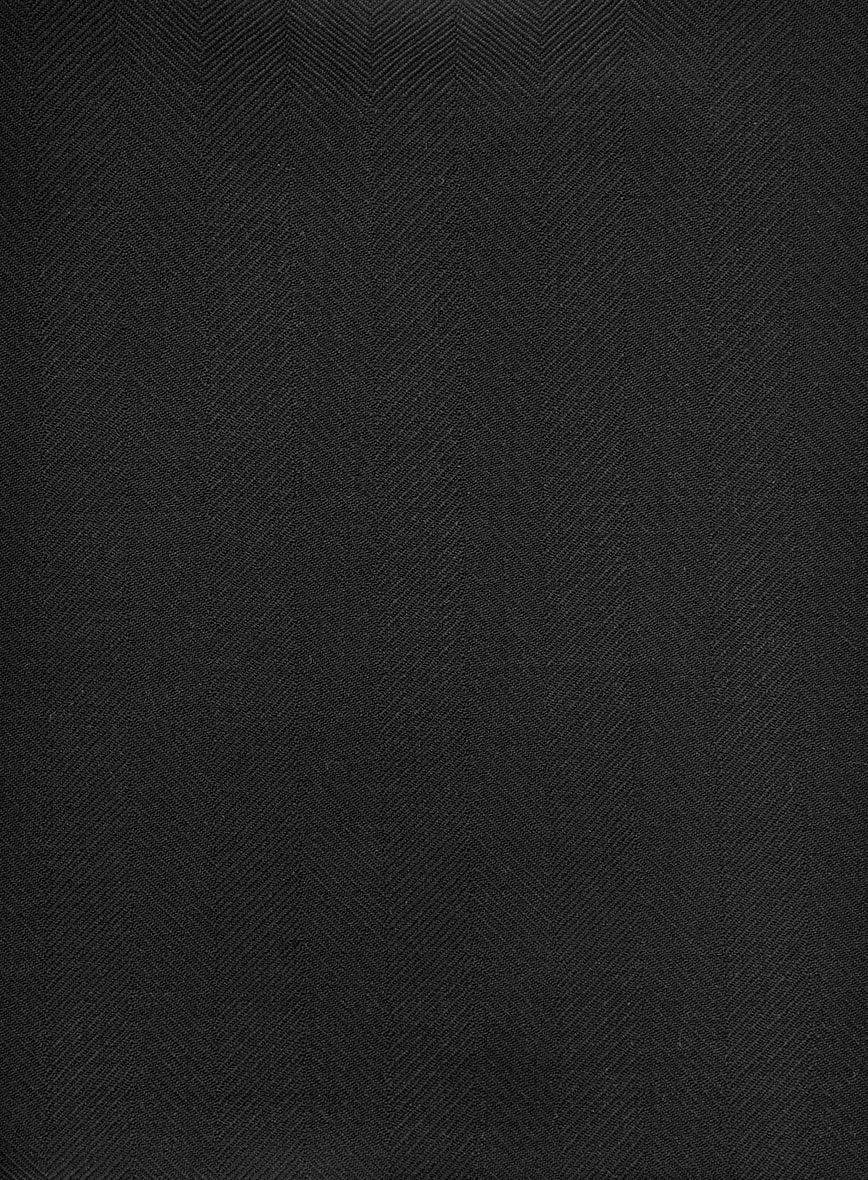 Napolean Imperial Black Herringbone Wool Suit