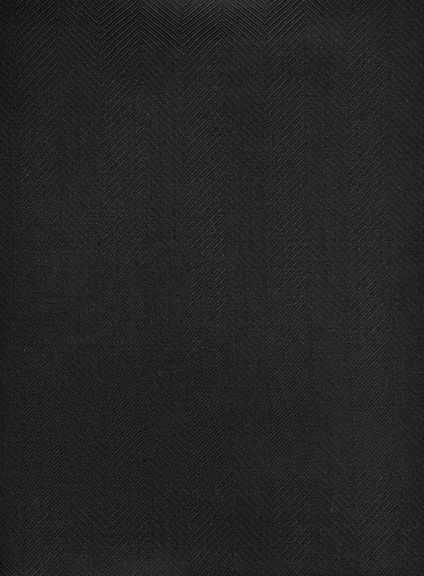 Napolean Imperial Black Herringbone Wool Suit