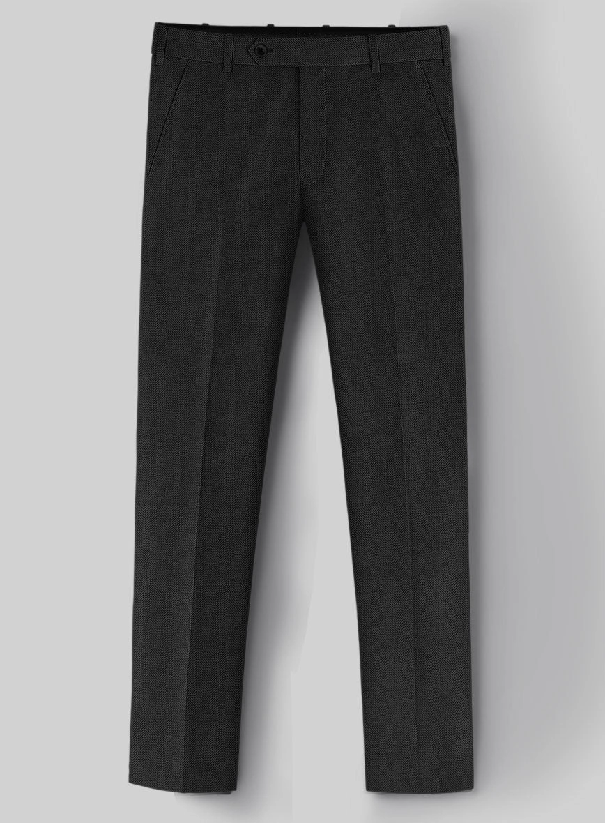 Napolean Imperial Black Herringbone Wool Suit