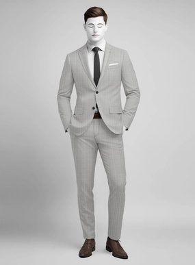 Napolean Inigo Stripe Ice Gray Wool Suit