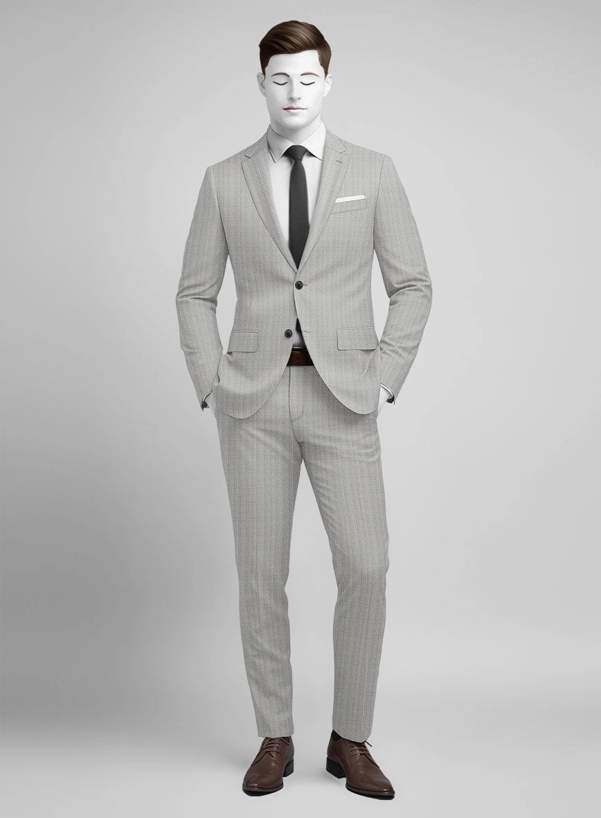Napolean Inigo Stripe Ice Gray Wool Suit