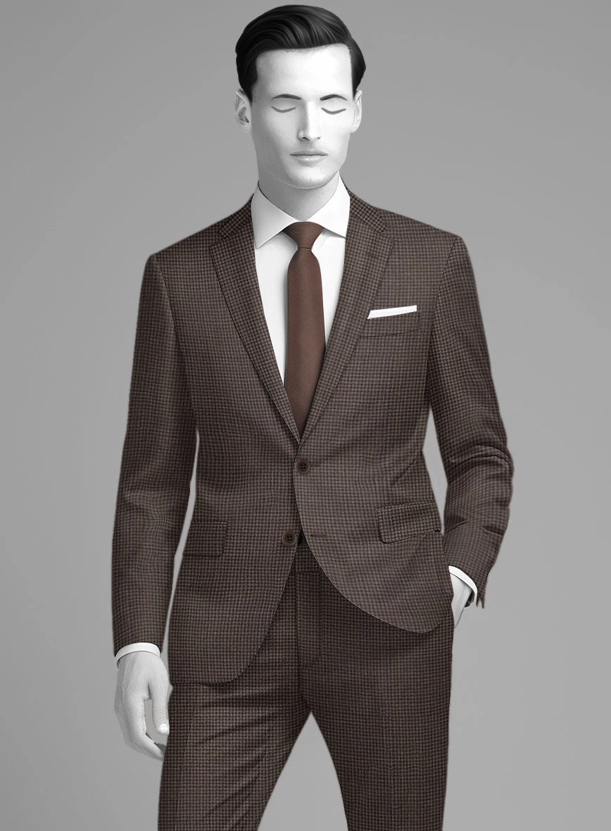Napolean Mini Houndstooth Brown Wool Suit