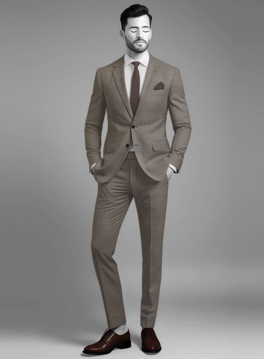 Napolean Ricci Mud Brown Wool Suit