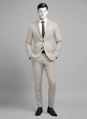 Napolean Ricci Muted Beige Wool Suit