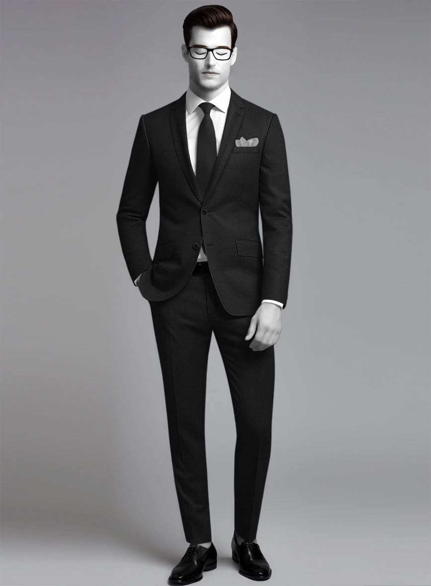 Napolean Stretch Black Wool Suit