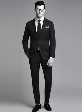 Napolean Stretch Black Wool Suit