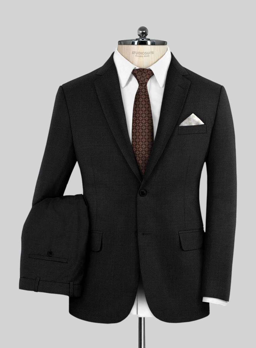 Napolean Stretch Black Wool Suit
