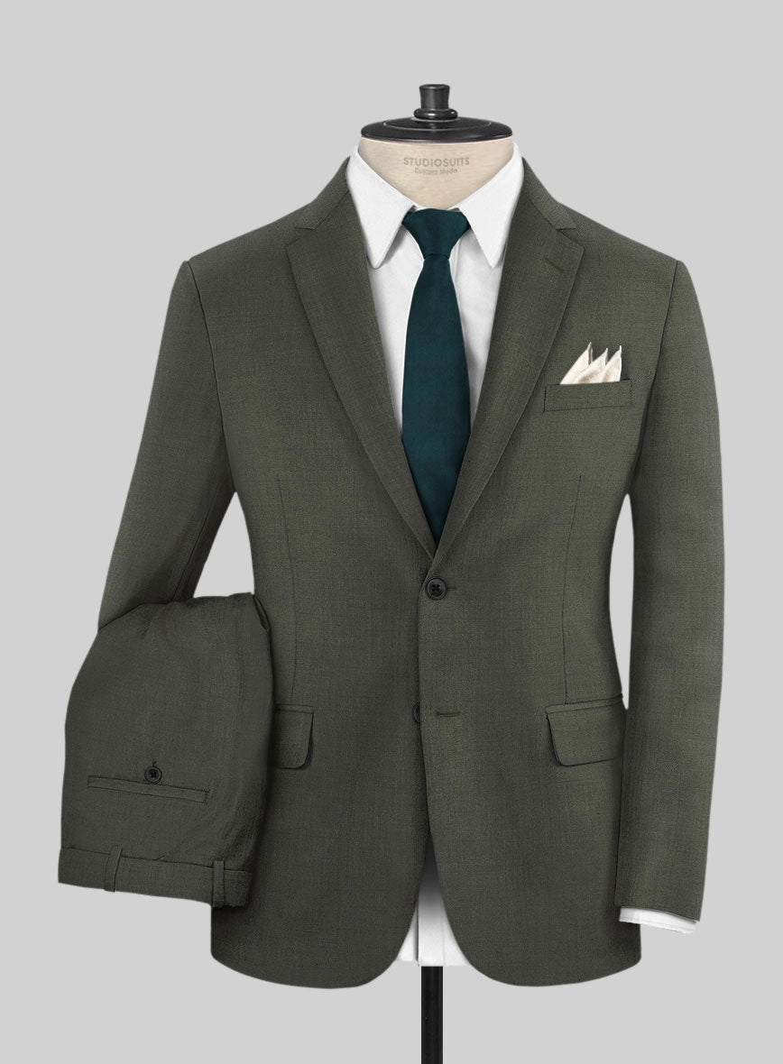 Napolean Stretch Olive Green Wool Suit