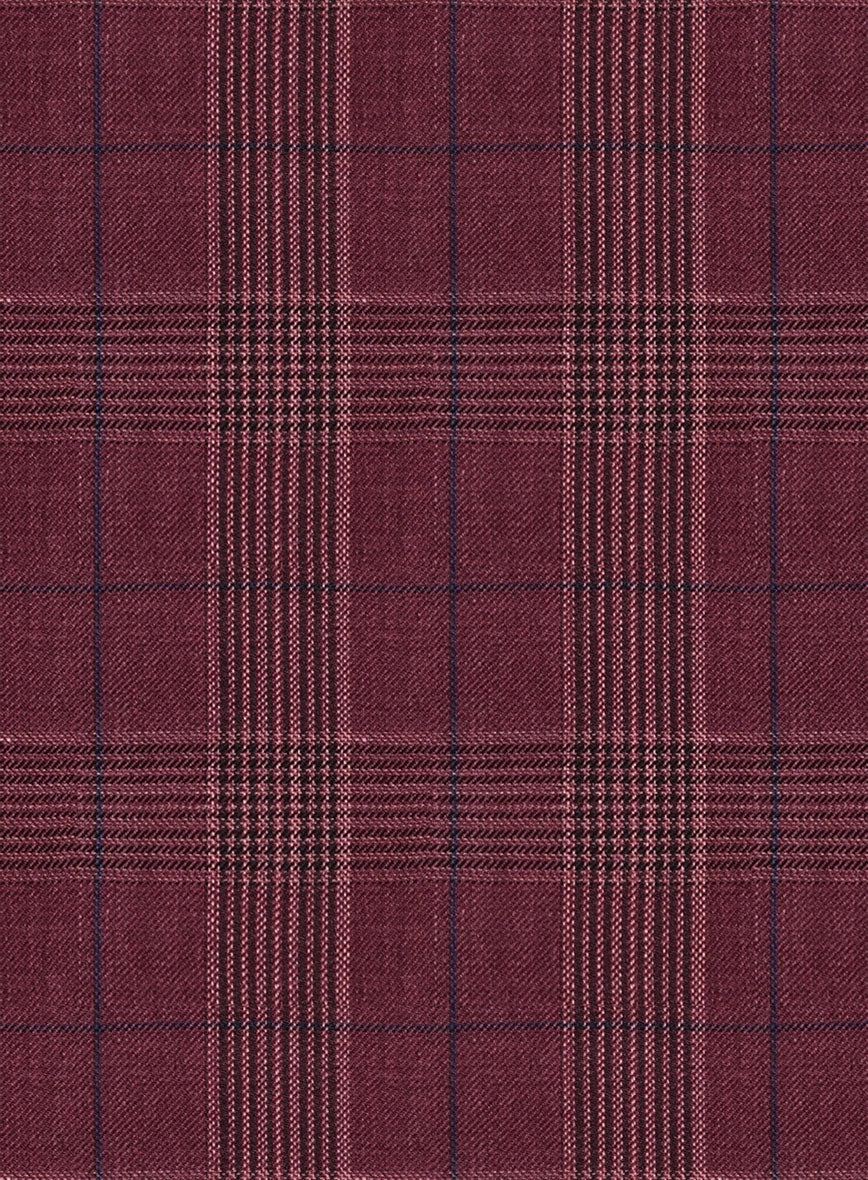 Napolean Xina Tartan Maroon Wool Suit