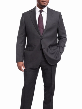 Napoli Classic Fit Charcoal Gray Birdseye Half Canvassed Marzotto Wool Suit