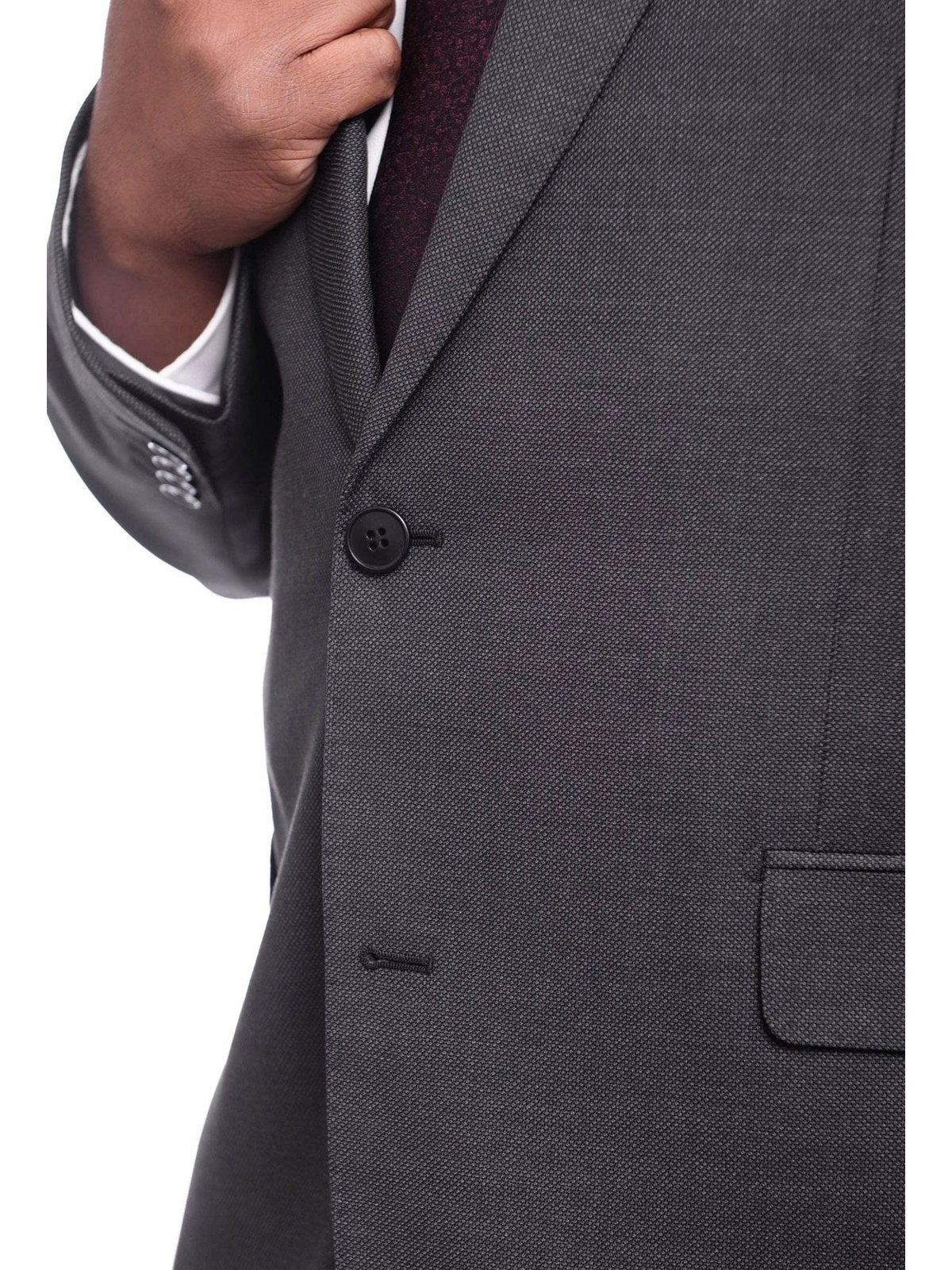Napoli Classic Fit Charcoal Gray Birdseye Half Canvassed Marzotto Wool Suit